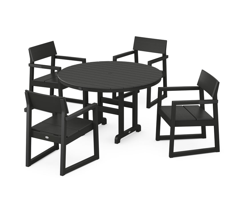 POLYWOOD EDGE 5-Piece Round Farmhouse Dining Set in Black image