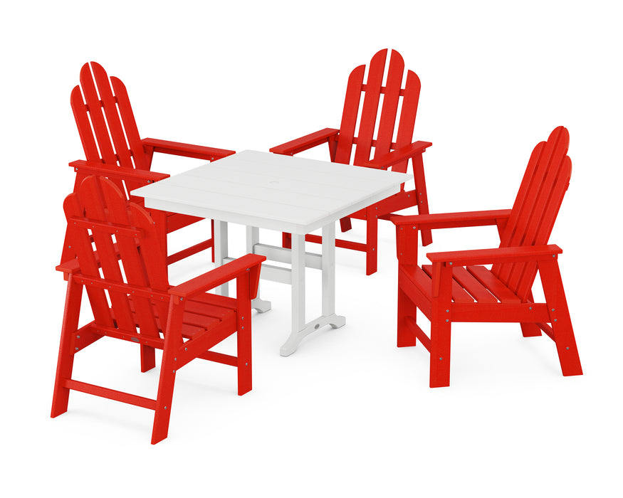 POLYWOOD Long Island 5-Piece Farmhouse Dining Set in Sunset Red image