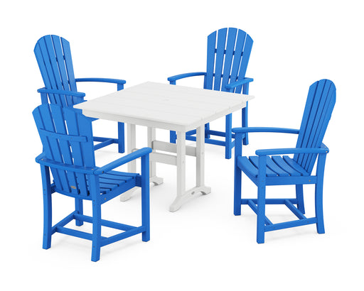 POLYWOOD Palm Coast 5-Piece Farmhouse Dining Set in Pacific Blue image