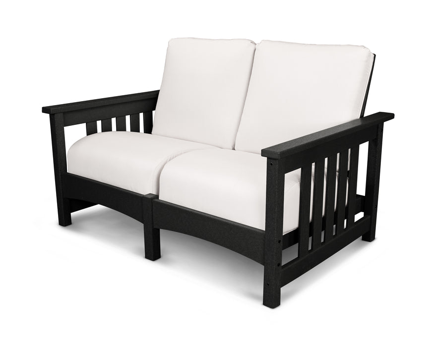 POLYWOOD Mission Loveseat in Black / Bird's Eye