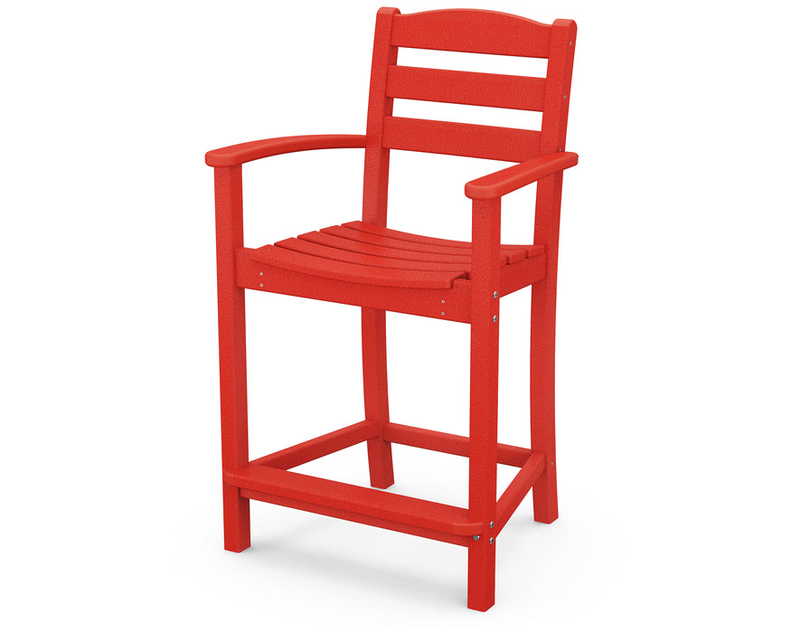 POLYWOOD La Casa Cafe Counter Arm Chair in Sunset Red