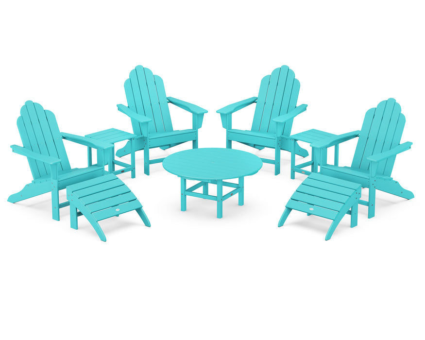 POLYWOOD Long Island Adirondack 9-Piece Conversation Group in Aruba