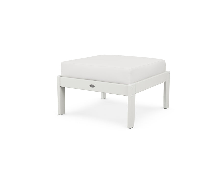 POLYWOOD Braxton Deep Seating Ottoman in Vintage White / Natural Linen