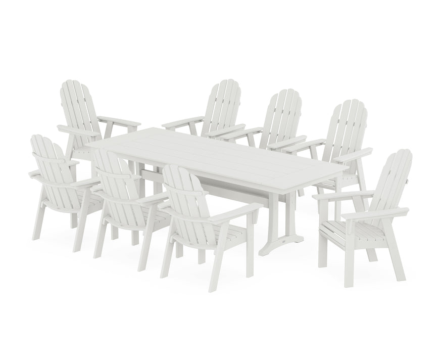 POLYWOOD Vineyard 9-Piece Curveback Adirondack Farmhouse Dining Set with Trestle Legs in Vintage White