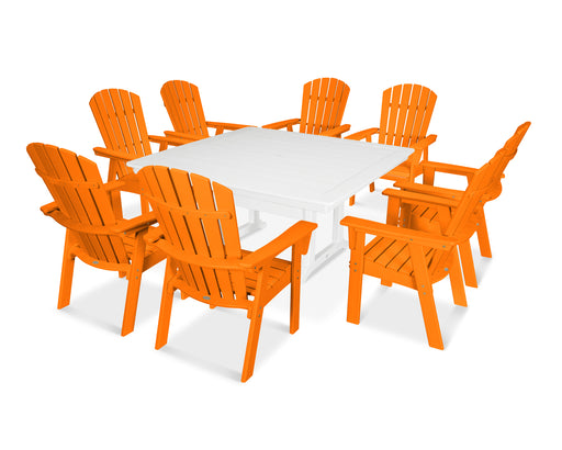 POLYWOOD Nautical Adirondack 9-Piece Trestle Dining Set in Tangerine / White image