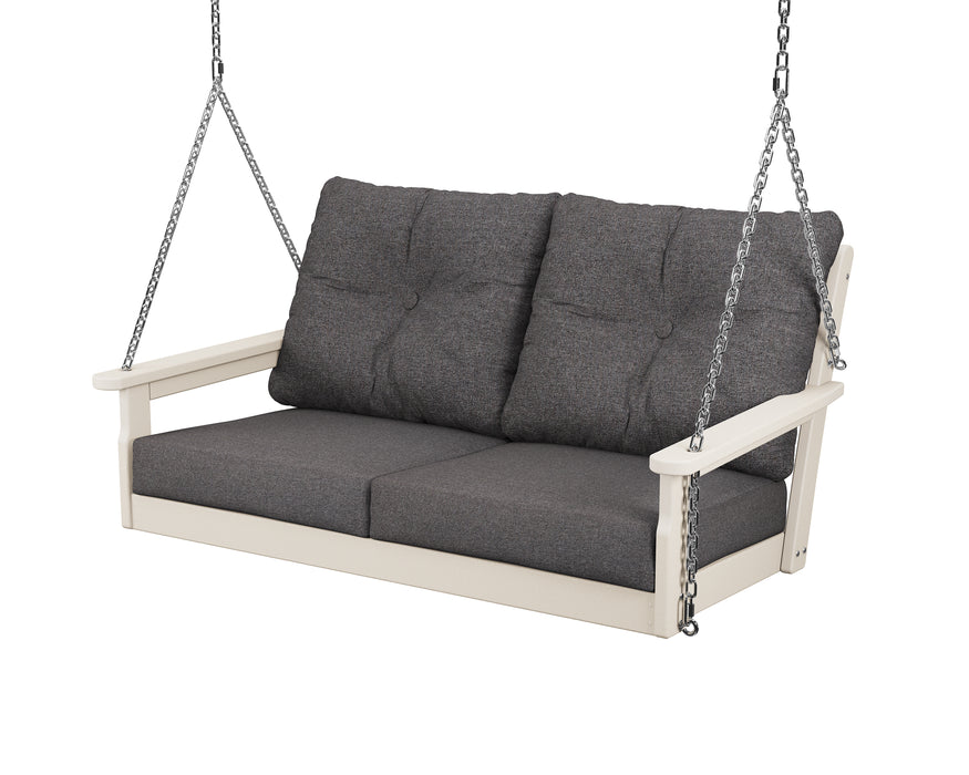 POLYWOOD Vineyard Deep Seating Swing in Sand / Ash Charcoal