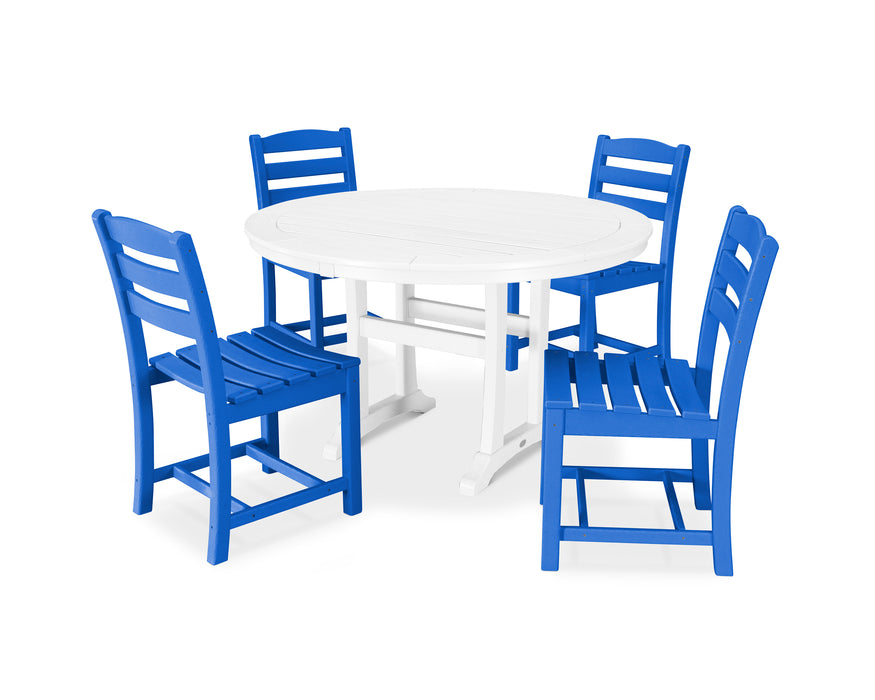 POLYWOOD La Casa Cafe 5-Piece Side Chair Dining Set in Pacific Blue / White image