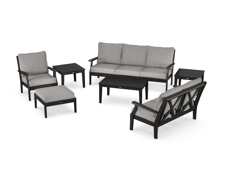 POLYWOOD Braxton 7-Piece Deep Seating Set in Black / Grey Mist