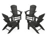POLYWOOD 4-Piece Nautical Curveback Adirondack Chair Conversation Set in Black image