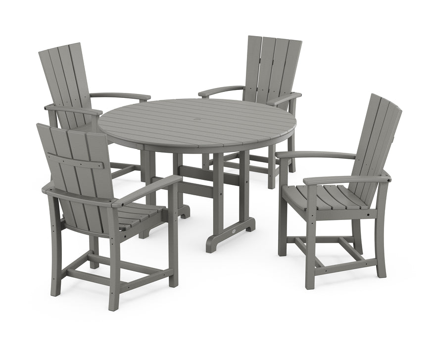 POLYWOOD Quattro 5-Piece Round Farmhouse Dining Set in Slate Grey