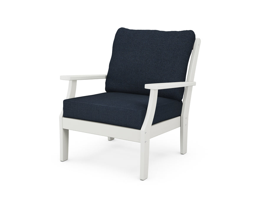 POLYWOOD Braxton Deep Seating Chair in Vintage White / Marine Indigo image