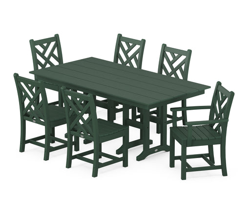 POLYWOOD Chippendale 7-Piece Farmhouse Dining Set in Green image