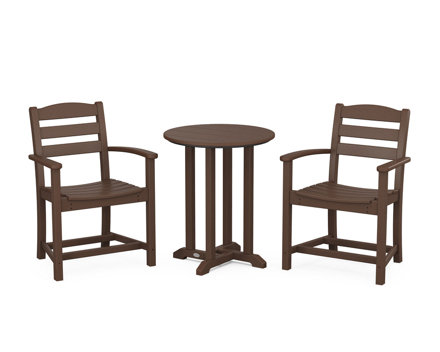 POLYWOOD La Casa Cafe 3-Piece Round Dining Set in Mahogany