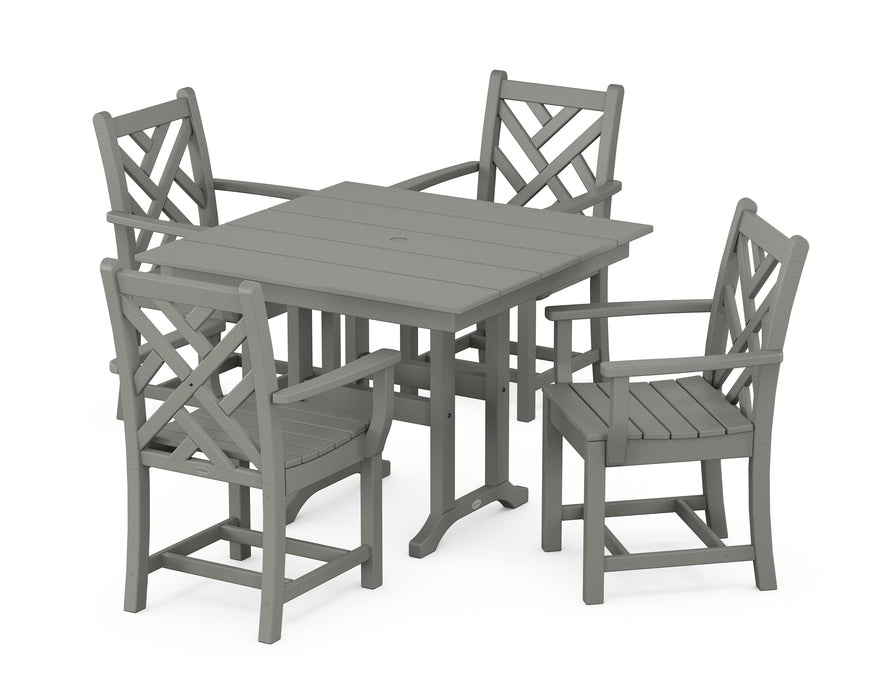 POLYWOOD Chippendale 5-Piece Farmhouse Dining Set in Slate Grey image