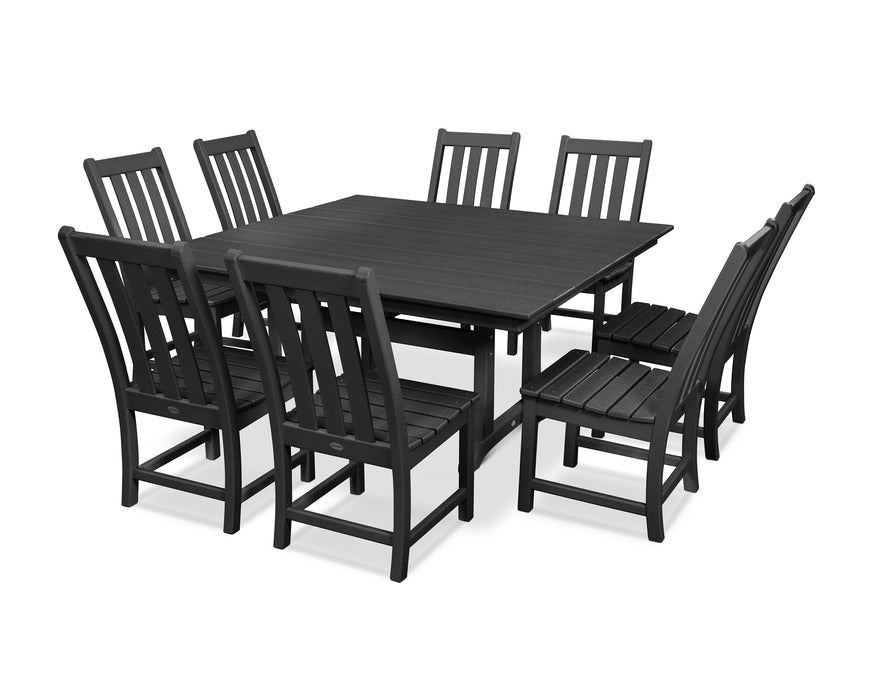 POLYWOOD Vineyard 9-Piece Farmhouse Trestle Dining Set in Black