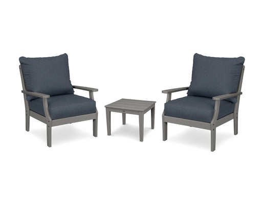 POLYWOOD Braxton 3-Piece Deep Seating Set in Slate Grey / Sancy Denim image