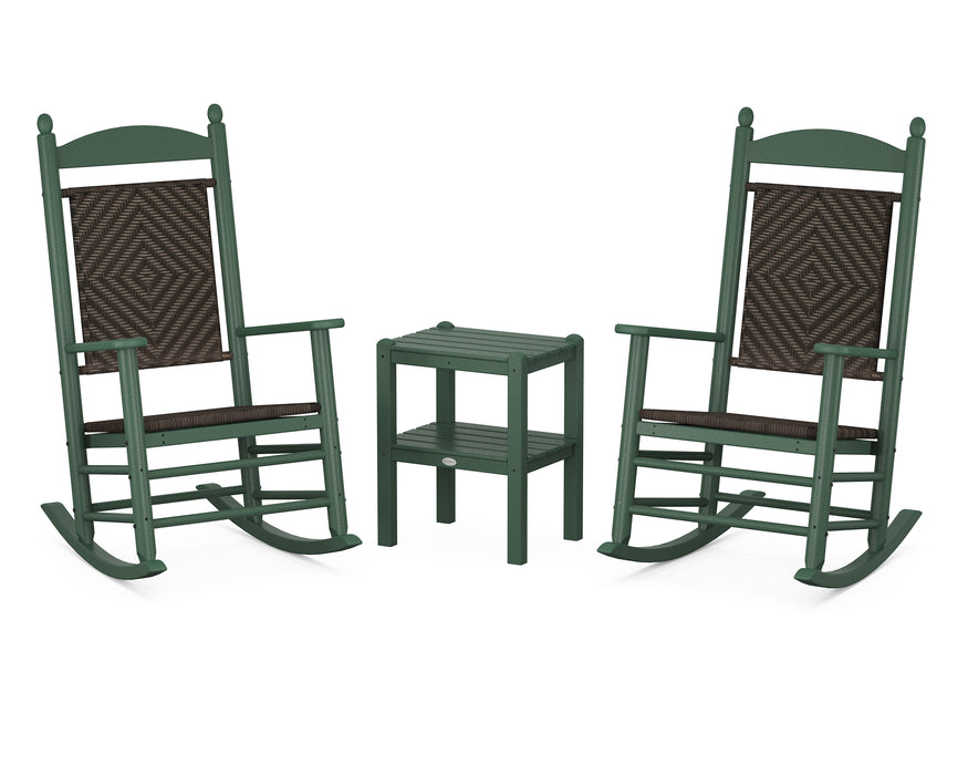 POLYWOOD Jefferson 3-Piece Woven Rocker Set in Green / Cahaba image