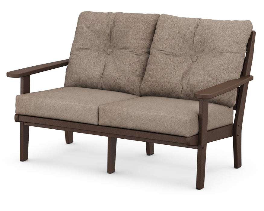 POLYWOOD Lakeside Deep Seating Loveseat in Mahogany / Spiced Burlap