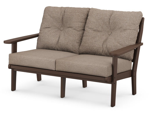POLYWOOD Lakeside Deep Seating Loveseat in Mahogany / Spiced Burlap image