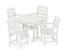 POLYWOOD Lakeside 5-Piece Farmhouse Trestle Arm Chair Dining Set in Vintage White image