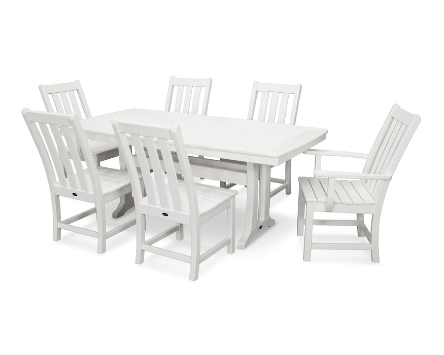 POLYWOOD Vineyard 7-Piece Dining Set with Trestle Legs in Vintage White