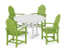 POLYWOOD Classic Adirondack 5-Piece Round Dining Set with Trestle Legs in Lime / White image