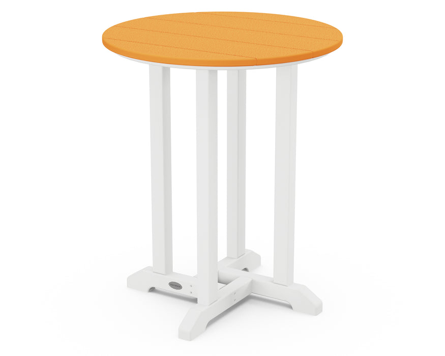 POLYWOOD Contempo 24" Round Dining Table in White / Tangerine image