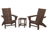 POLYWOOD Modern 3-Piece Curveback Adirondack Set with Long Island 18" Side Table in Mahogany image