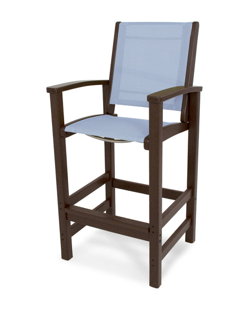 POLYWOOD Coastal Bar Chair in Mahogany / Poolside Sling image