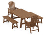 POLYWOOD South Beach 5-Piece Rustic Farmhouse Dining Set With Benches in Teak image