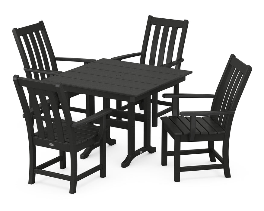 POLYWOOD Vineyard 5-Piece Farmhouse Dining Set in Black