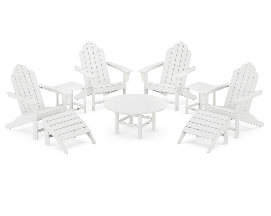 POLYWOOD Long Island Adirondack 9-Piece Conversation Group in White