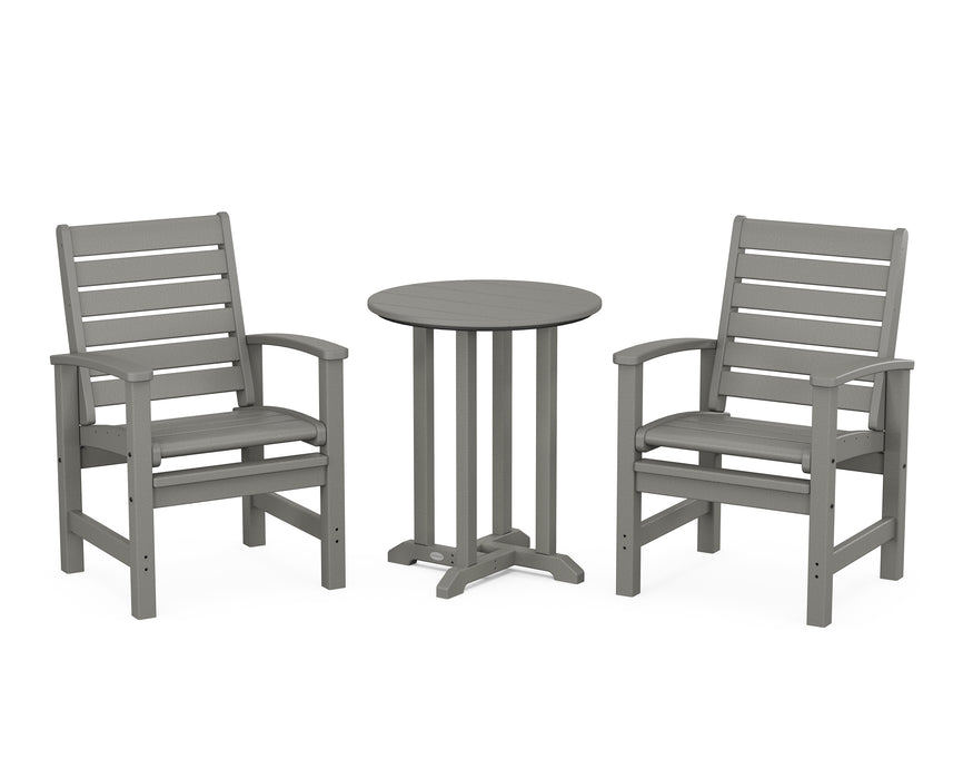 POLYWOOD Signature 3-Piece Round Farmhouse Dining Set in Slate Grey