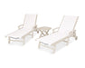 POLYWOOD Coastal 3-Piece Wheeled Chaise Set in Sand / White Sling image