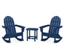 POLYWOOD Vineyard 3-Piece Adirondack Rocking Chair Set with South Beach 18" Side Table in Navy image