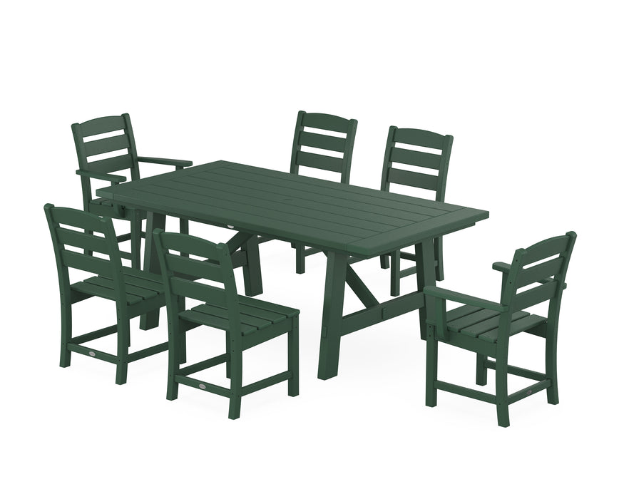 POLYWOOD Lakeside 7-Piece Rustic Farmhouse Dining Set in Green image