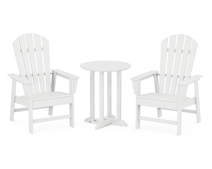 POLYWOOD South Beach 3-Piece Round Farmhouse Dining Set in White