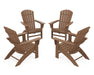 POLYWOOD 4-Piece Nautical Curveback Adirondack Chair Conversation Set in Teak image