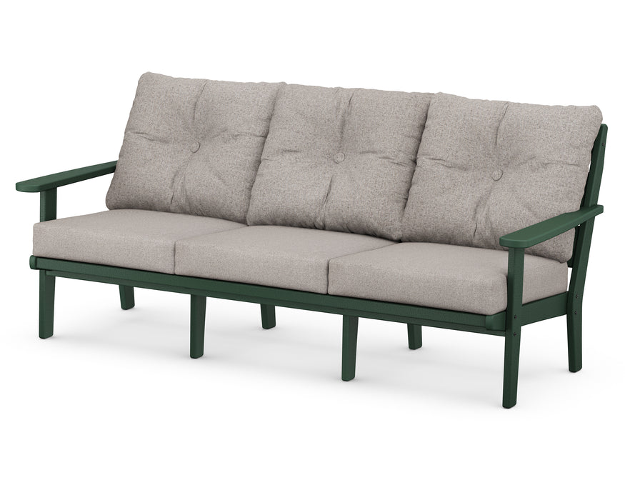 POLYWOOD Lakeside Deep Seating Sofa in Green / Weathered Tweed