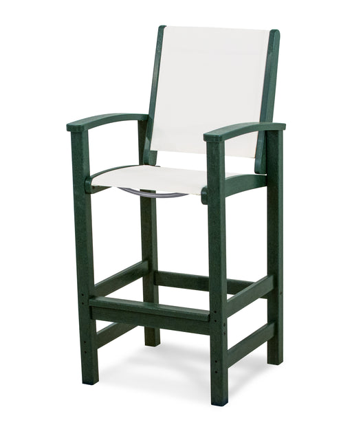 POLYWOOD Coastal Bar Chair in Green / White Sling image