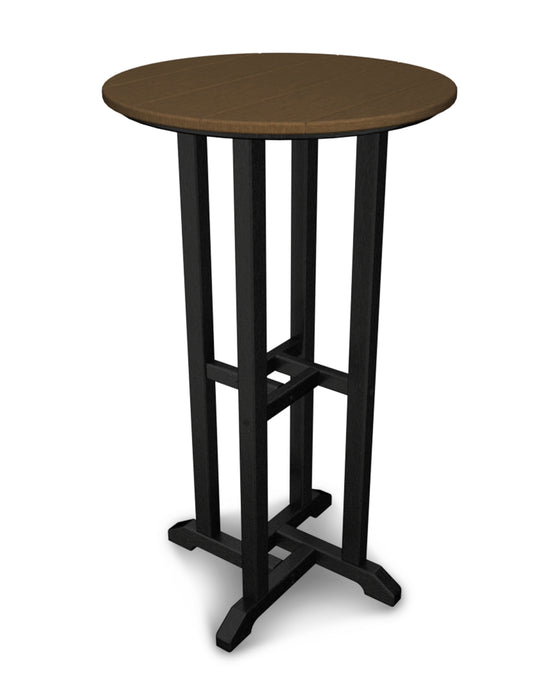 POLYWOOD Contempo 24" Round Bar Table in Black / Teak image