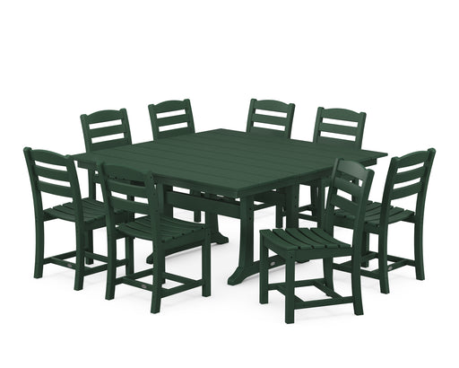 POLYWOOD La Casa Cafe 9-Piece Farmhouse Trestle Dining Set in Green image