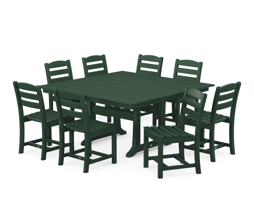 POLYWOOD La Casa Cafe 9-Piece Farmhouse Trestle Dining Set in Green image