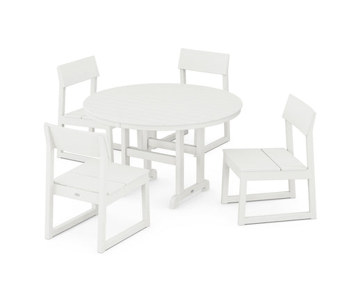 POLYWOOD EDGE Side Chair 5-Piece Round Farmhouse Dining Set in Vintage White image