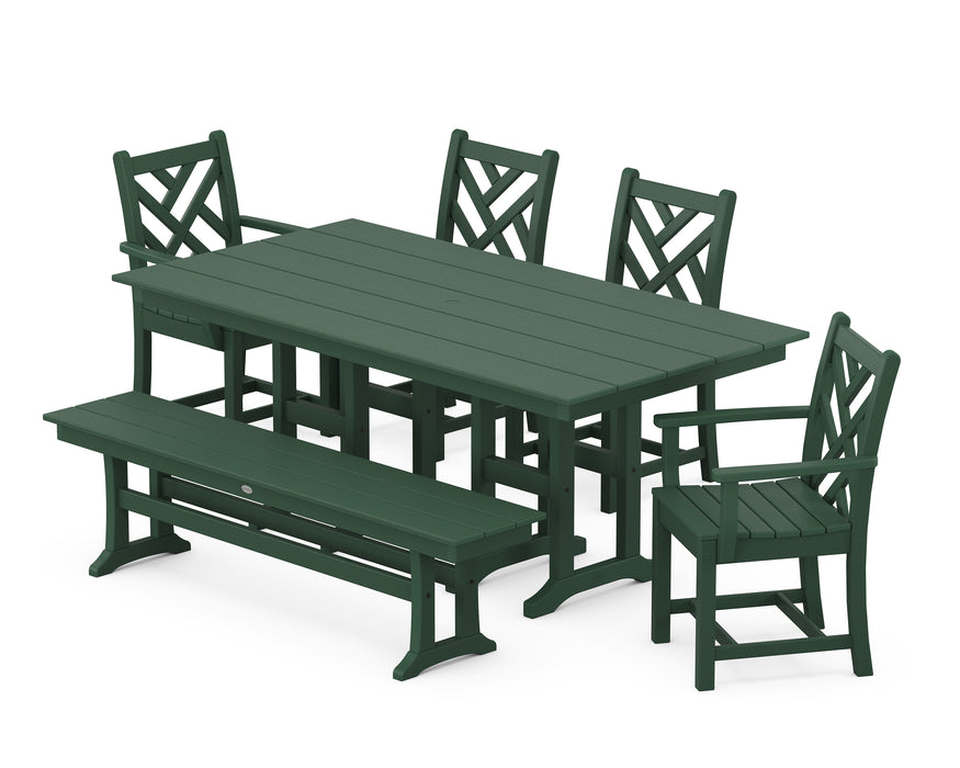 POLYWOOD Chippendale 6-Piece Farmhouse Dining Set in Green image