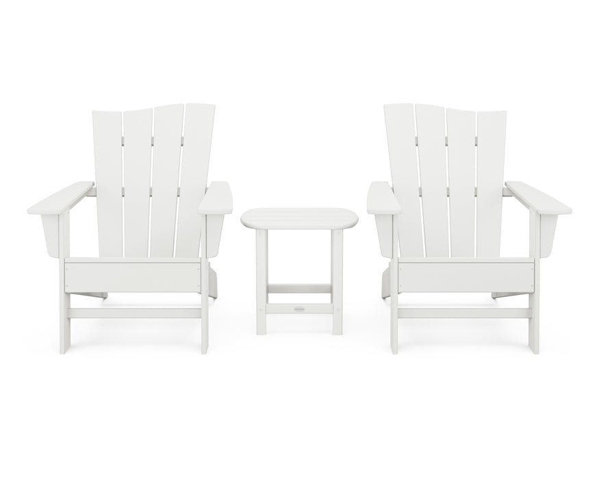 POLYWOOD Wave 3-Piece Adirondack Chair Set in Vintage White