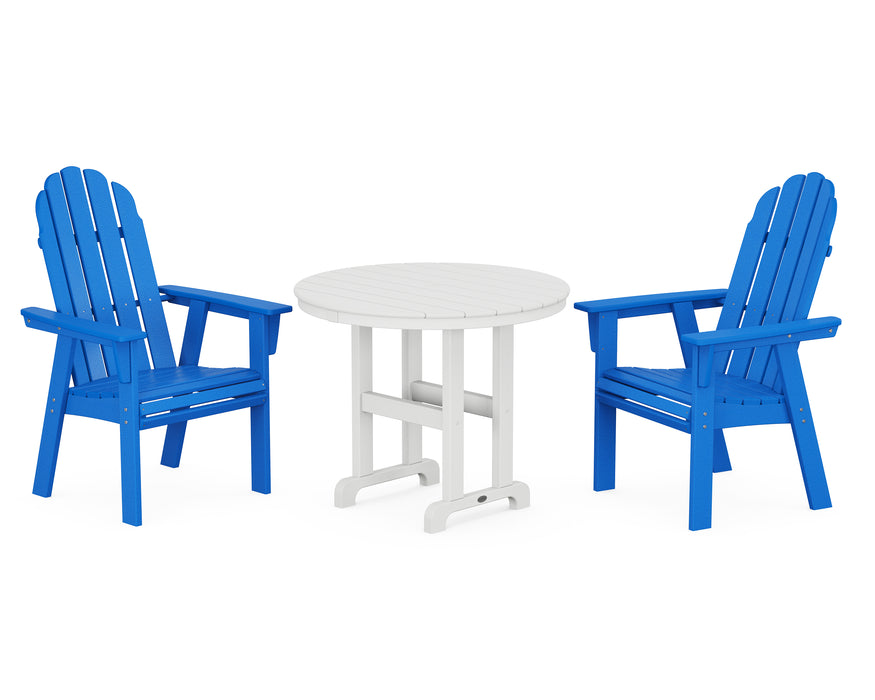 POLYWOOD Vineyard Adirondack 3-Piece Round Dining Set in Pacific Blue