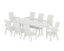 POLYWOOD Modern Curveback Adirondack 9-Piece Farmhouse Dining Set with Trestle Legs in Vintage White image