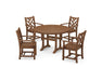 POLYWOOD Chippendale 5-Piece Nautical Trestle Dining Arm Chair Set in Teak image