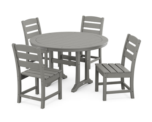 POLYWOOD Lakeside Side Chair 5-Piece Round Dining Set With Trestle Legs in Slate Grey image